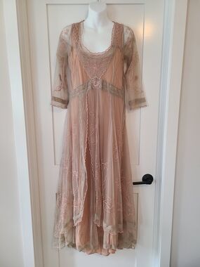 New Nataya 40163 Downton Abbey Tea Party Gown In Quartz Lace Dress